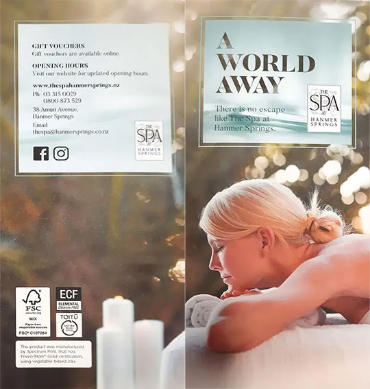 front cover of The Spa at Hanmer Springs - A world away brochure