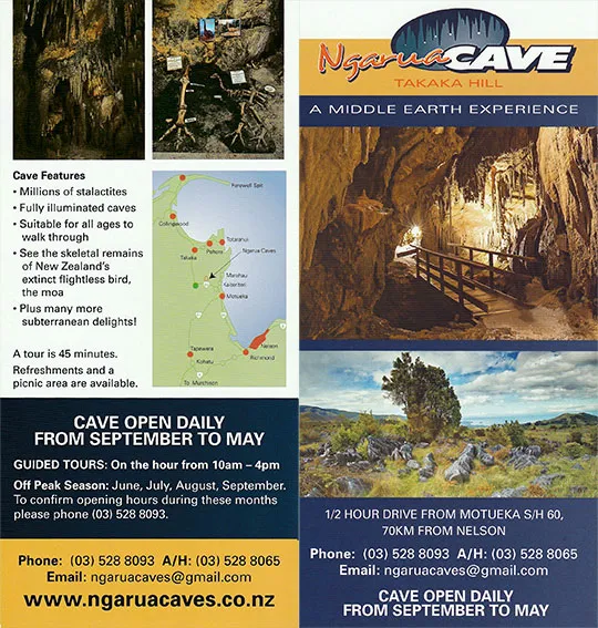 front cover of Ngarua Caves brochure