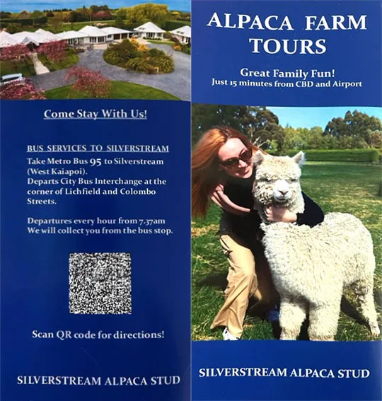 front cover of Silverstream Alpaca Stud brochure