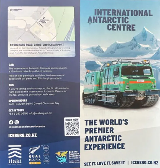 front cover of Antarctic Centre brochure