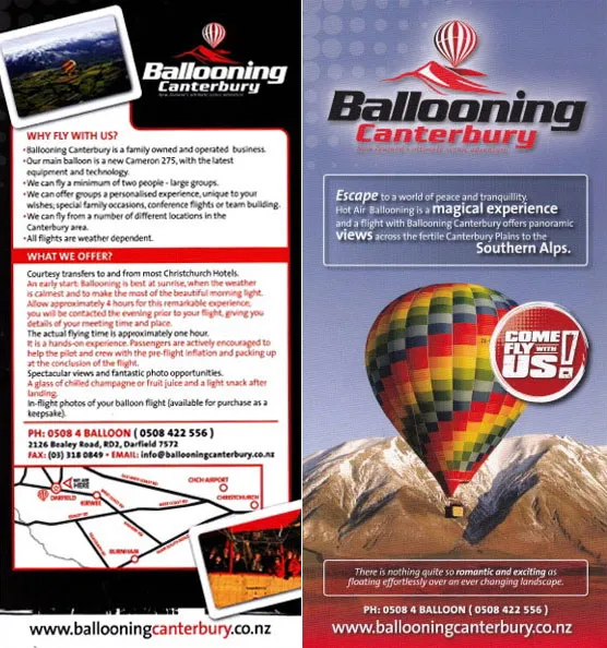 front cover of Ballooning Canterbury brochure