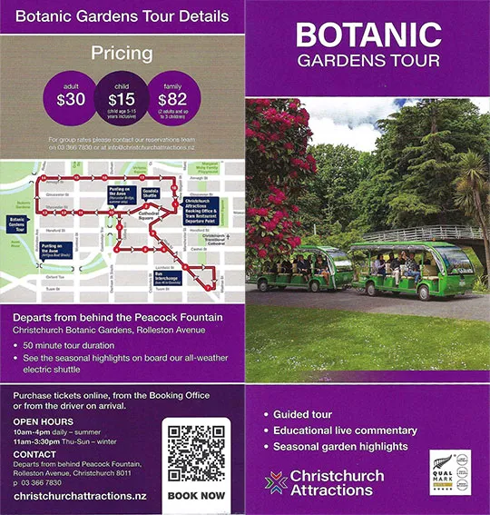 front cover of Botanic Gardens Tour brochure
