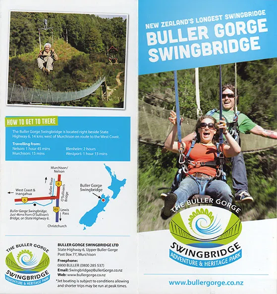 front cover of Buller Gorge Swingbridge brochure