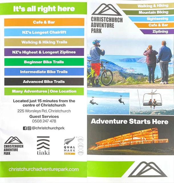 front cover of Christchurch Adventure Park brochure