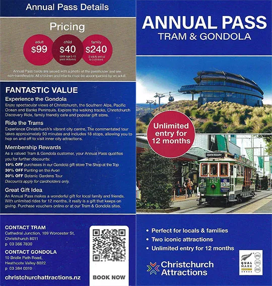 front cover of Christchurch Annual Pass brochure