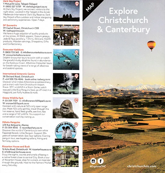 front cover of Explore Christchurch & Canterbury, Map brochure