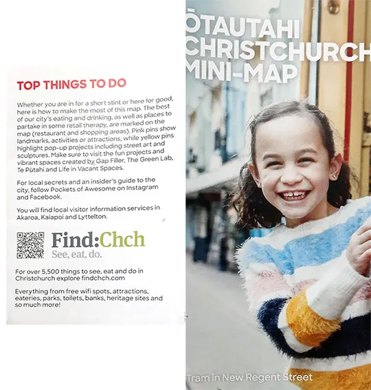 front cover of christchurch mini map brochure