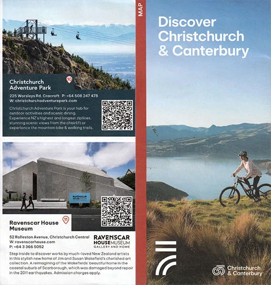 front cover of Discover Christchurch & Canterbury (official visitor guide) brochure