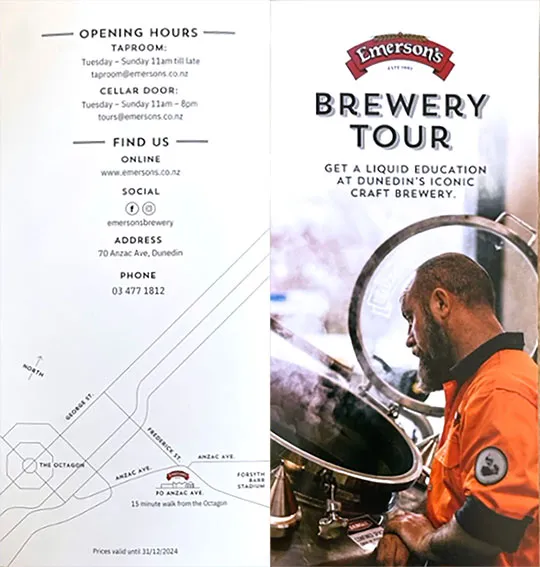 front cover of Emerson's Brewery Tour brochure