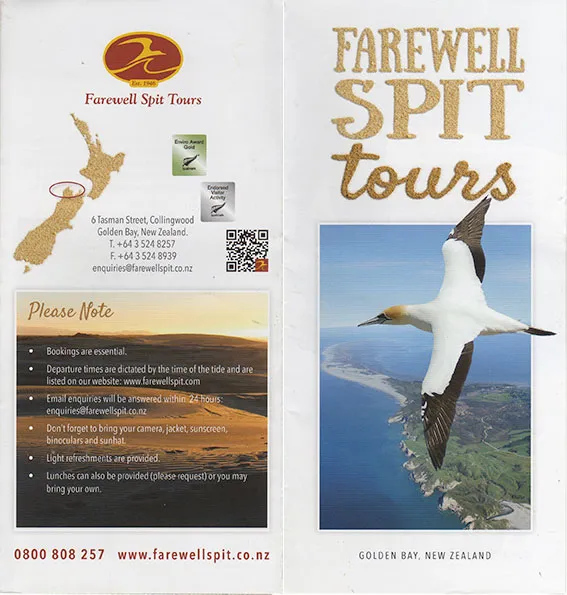front cover of Farewell Spit Eco Tours brochure