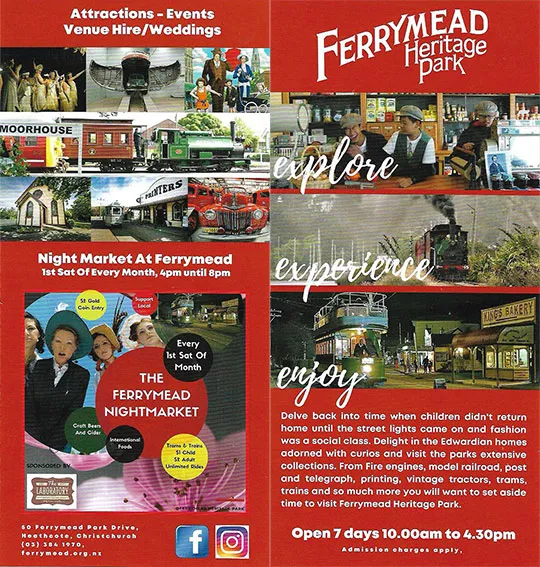 front cover of Ferrymead Heritage Park brochure