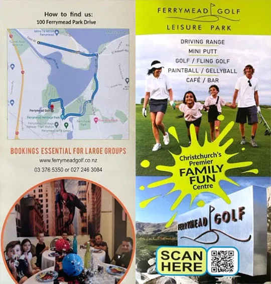front cover of Ferrymead Golf Leisure Park brochure