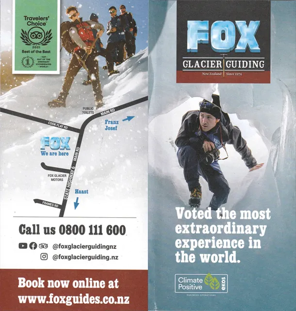 front cover of Fox Glacier Guiding brochure