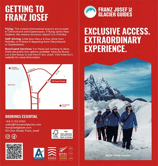 front cover of Franz Josef Glacier Guides brochure