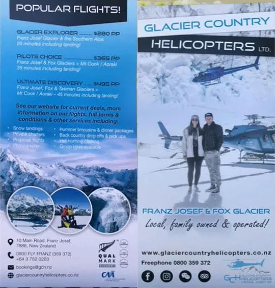 front cover of Glacier Country Helicopters brochure