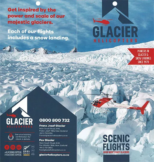 front cover of Glacier Helicopters (Scenic Flights) brochure