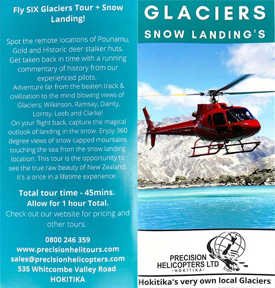 front cover of Glaciers Snow Landing's brochure