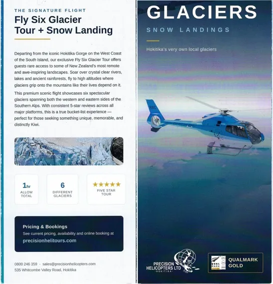 front cover of Glaciers Snow Landing's brochure