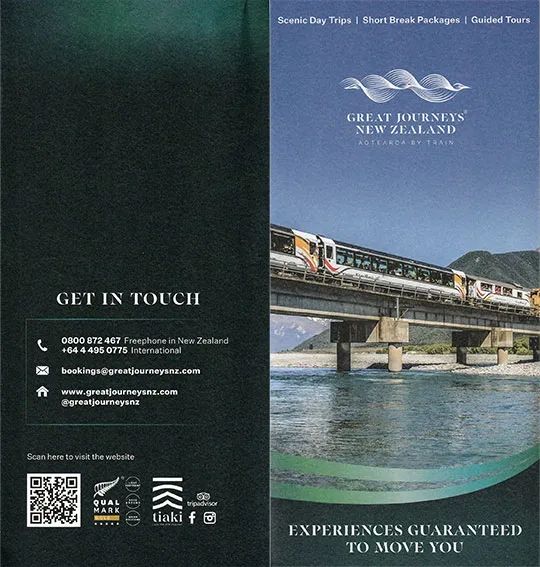 front cover of Great Journeys New Zealand brochure
