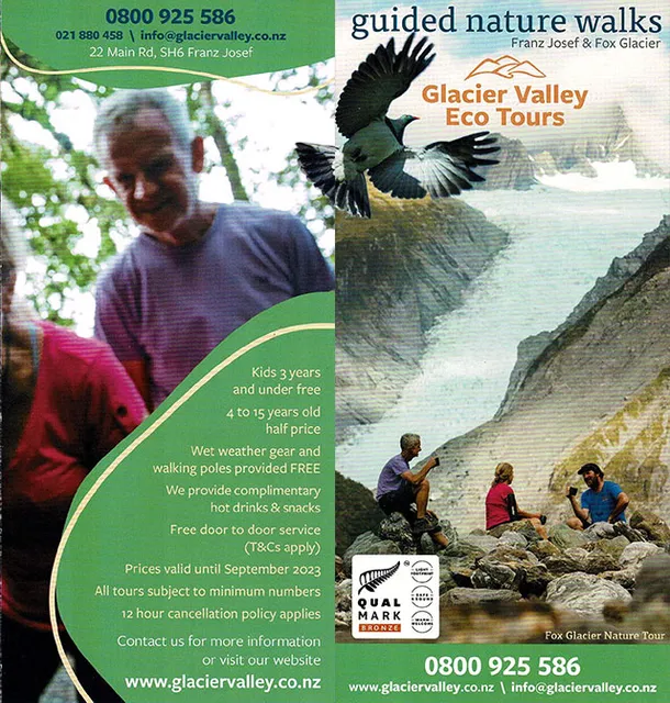 front cover of Glacier Valley Eco Tours brochure