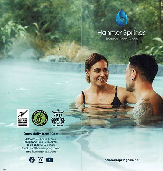 front cover of Hanmer Springs thermal pools & Spa brochure