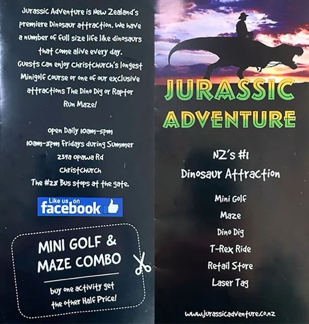 front cover of Jurassic Adventure brochure