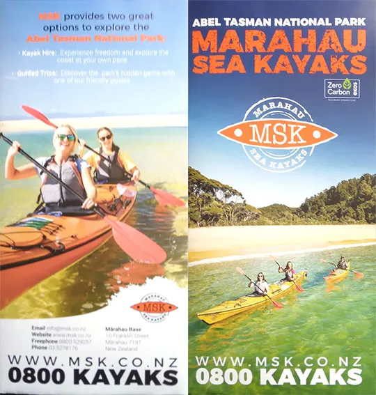 front cover of Marahau Sea Kayaks brochure