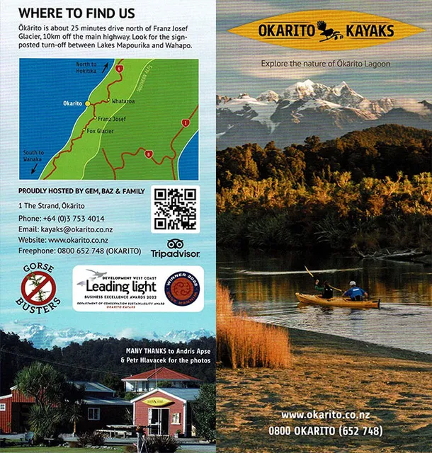 front cover of Okarito Kayaks brochure