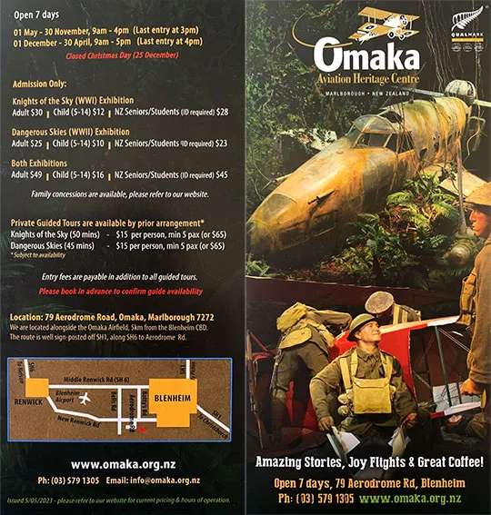 front cover of Omaka Aviation Heritage Centre brochure