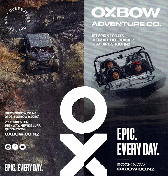 front cover of OXBOW adventure co. brochure