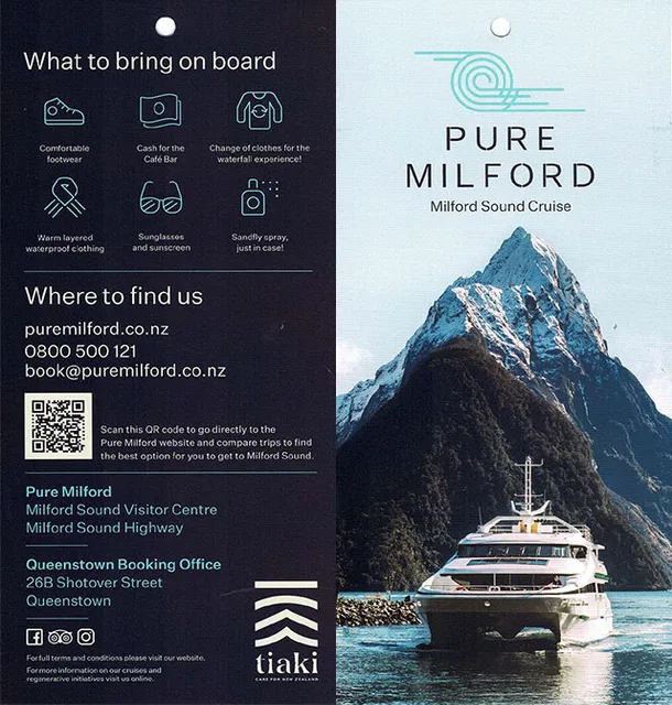 front cover of Pure Milford - Milford Sound Cruise brochure