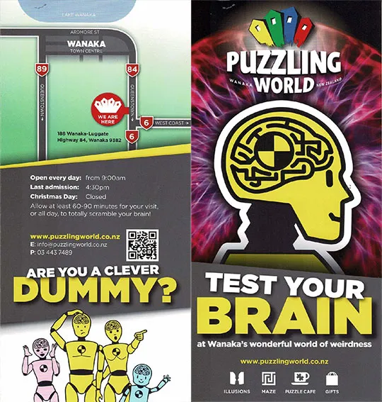 front cover of Puzzling World brochure