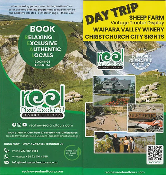 front cover of Sheep Farm - Real NZ Tours brochure