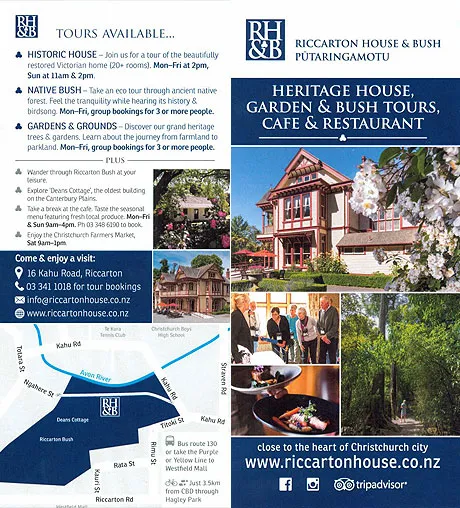 front cover of Riccarton House Heritage Tours brochure