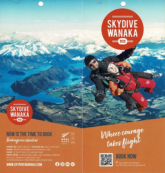 front cover of Skydive Wanaka brochure
