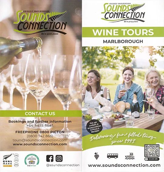 front cover of Marlborough Wine Tours - Sounds Connection brochure