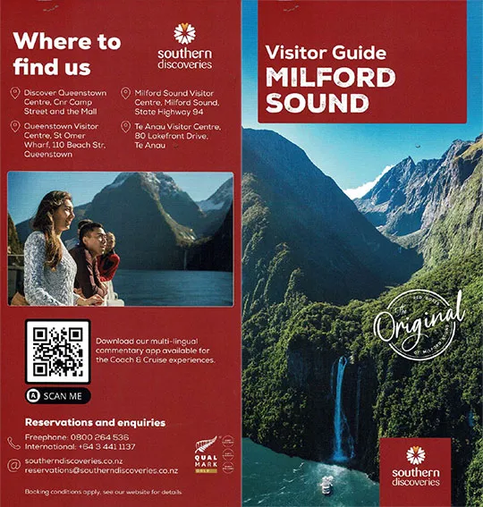 front cover of Milford Sound Visitor Guide - Southern Discoveries brochure