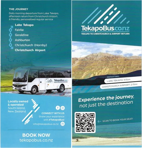 front cover of Tekapo Bus brochure