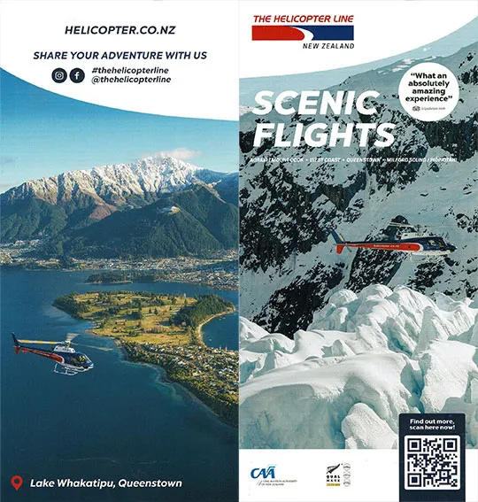 front cover of Scenic Flights - The Helicopter Line brochure
