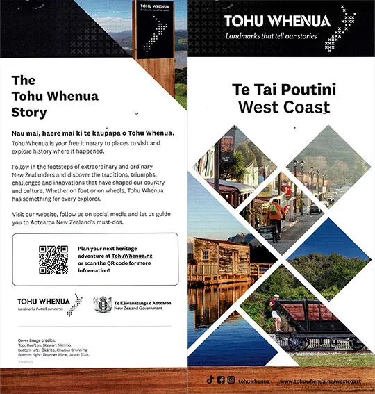 front cover of Tohu Whenua West Coast brochure