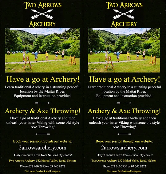 front cover of Two Arrows Archery brochure