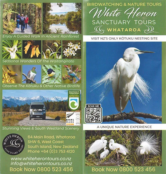 front cover of White Heron Sanctuary Tours brochure